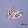 Xanadu – copper and ceramic earrings – ceramic charms mounted on hammered copper