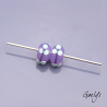 Floral Lampwork Beads – Rondelle Bead Duo – Translucent Purple / Mint Green Flowerettes