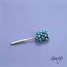 Perles Lampwork - duo de perles rondelles  -  fond noir picots turquoises bicolores