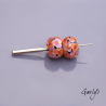 Perles Lampwork florale - duo de perles rondelles - Les hortensias -  bicolore rose / orange