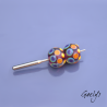 Large Lampwork Beads – pair of round beads – fuchsia background with multicolored dots
