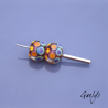 Large Lampwork Beads – pair of round beads – fuchsia background with multicolored dots