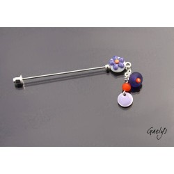 Les épinglettes : Florette - Epingle à écharpe / chapeau - Fibule à breloque