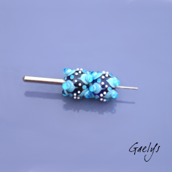 copy of Peg beads - duo of rondel beads with a play of dots and pegs - purple / blue / aqua