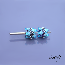 copy of Peg beads - duo of rondel beads with a play of dots and pegs - purple / blue / aqua