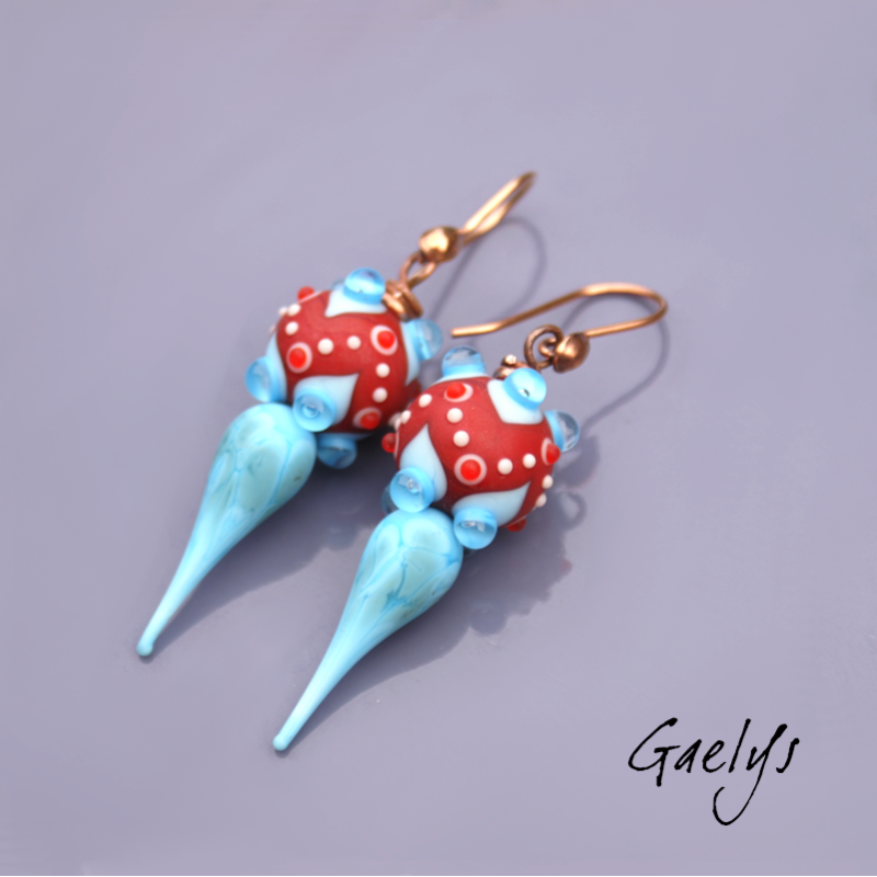 Letisha – Lampwork bead earrings and torch-worked headpins