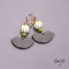Buddie - earrings - matte lampwork beads - ivory / black / turquoise blue / anise green