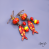 "Poissonade" – red/orange/yellow lampwork earrings – enameled copper fish – charm