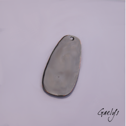 LARGE enameled copper pendant – green / pink / ivory / yellow – wildflower meadow