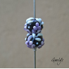 Perles Lampwork à fleurs - duo de perles rondes - fleurs  - fond noir / fleurs violette (glycine), vert d'eau