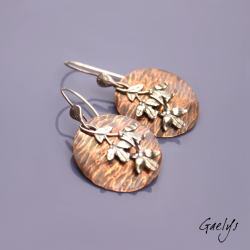 Pampre – copper and silver earrings – charms and hammered copper