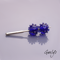 copy of Spiked beads – rondelle bead duo featuring a sea urchin dot pattern – transparent cobalt blue / purple