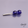 Perles à picots - duo de perles rondelle avec un jeu de points oursin - bleu cobalt transparent / violet