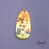 GRAND pendentif cuivre émaillé -  vert / jaune / orange / rouge / blanc - prairie fleurie