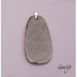 GRAND pendentif cuivre émaillé -  vert / jaune / orange / rouge / blanc - prairie fleurie