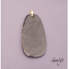 GRAND pendentif cuivre émaillé -  vert menthe / rose / ivoire - prairie fleurie