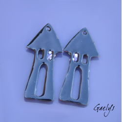 Paire de charm cuivre émaillé pour boucles d'oreille -  bleu pervenche / vert / vert d'eau - maison - jardin