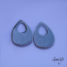 Pair of enameled copper earring charms – white / blue-green / purple – foliage, purple flower