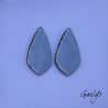 Pair of enameled copper earring charms – white / blue-green / green – foliage, pink flowers