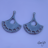 Paire de charm cuivre émaillé pour boucles d'oreille - coquelicot / noir  - jeu de point