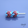 Perles à picots - duo de perles rondelle avec un jeu de points et picots  - rouge / bleu / aqua - DEPOLIES