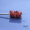 Spiked beads – rondelle bead duo featuring a pattern of dots and spikes – orange / purple