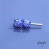 Spiked beads – rondelle bead duo featuring a pattern of dots and spikes – white / cobalt blue