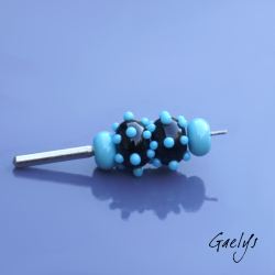 Perles à picots - duo de perles rondelle avec un jeu de points et picots  - noir / bleu turquoise