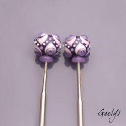 Perles à picots - duo de perles rondelle avec un jeu de points et picots  - rose / violet