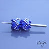 Perles à picots - duo de perles rondelle avec un jeu de points et picots  - blanc / bleu cobalt
