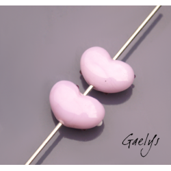 Duo de perle de verre pour BO - coeur rose fleurs roses bleues