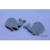 Paire de charm cuivre émaillé pour boucles d'oreille -vert / violet - baleine