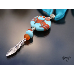 ArtSinoe - pendentif  lampwork inspiration indienne -  Ruban de soie