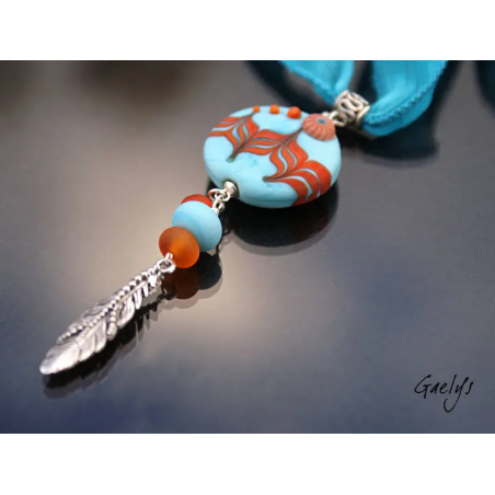 ArtSinoe - pendentif  lampwork inspiration indienne -  Ruban de soie