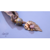 Abigail - pendentif  lampwork perle ronde, montage bronze et cuivre - Ruban de soie