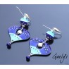 Claudia - Boucles d'oreilles - cuivre émaillé à chaud / Lampwork - bleu cobal / bleu turquoise - crochets argent