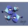 Claudia - Boucles d'oreilles - cuivre émaillé à chaud / Lampwork - bleu cobal / bleu turquoise - crochets argent