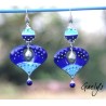 Claudia - Boucles d'oreilles - cuivre émaillé à chaud / Lampwork - bleu cobal / bleu turquoise - crochets argent