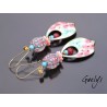 Chloé - Emaux Gaelys - boucles d'oreilles - cuivre émaillé à chaud / Lampwork - Bleu / rose - vermeil