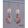 Chloé - Emaux Gaelys - boucles d'oreilles - cuivre émaillé à chaud / Lampwork - Bleu / rose - vermeil