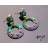 Frany - Emaux Gaelys - boucles d'oreilles - cuivre émaillé à chaud -  Multicolore - crochets vermeil - Perle lampwork - Créole
