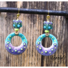 Frany - Emaux Gaelys - boucles d'oreilles - cuivre émaillé à chaud -  Multicolore - crochets vermeil - Perle lampwork - Créole