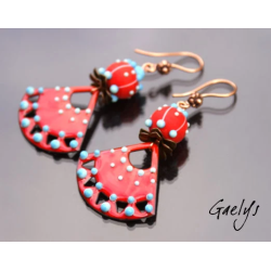 Tonie - Emaux Gaelys - boucles d'oreilles - cuivre émaillé à chaud / Lampwork - Rouge brulant - apprêts cuivre et laiton