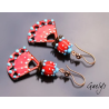 Tonie - Emaux Gaelys - boucles d'oreilles - cuivre émaillé à chaud / Lampwork - Rouge brulant - apprêts cuivre et laiton