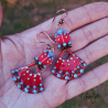 Tonie - Emaux Gaelys - boucles d'oreilles - cuivre émaillé à chaud / Lampwork - Rouge brulant - apprêts cuivre et laiton