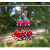 Tonie - Emaux Gaelys - boucles d'oreilles - cuivre émaillé à chaud / Lampwork - Rouge brulant - apprêts cuivre et laiton