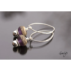 Grace - boucles d'oreille lampwork depoli améthyste et silvered