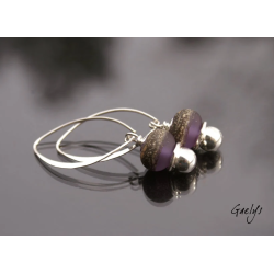 Grace - boucles d'oreille lampwork depoli améthyste et silvered