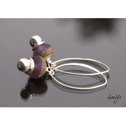 Grace - boucles d'oreille lampwork depoli améthyste et silvered