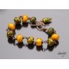 Bergham - Bracelet perle de verre et cuivre patiné